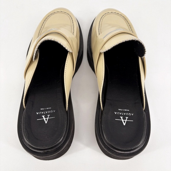 AQUATALIA | Michelina Leather Penny Loafer Mules in Cream | Sz 8 - Picture 8 of 12